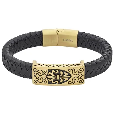 Pulsera en cuero sintético y acero, 21 cm. de largo, 12 mm. de ancho - Colección Forza