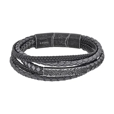 Pulsera en cuero sintético y acero, 21 cm. de largo, 24.50 mm. de ancho - Colección Forza