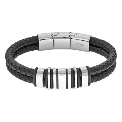 Pulsera en cuero sintético y acero, 22 cm. de largo, 12 mm. de ancho - Colección Forza