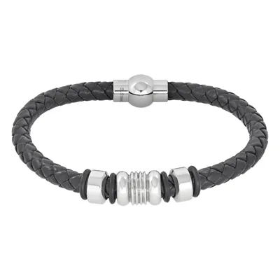 Pulsera en cuero sintético y acero, 21 cm. de largo, 6 mm. de ancho - Colección Forza