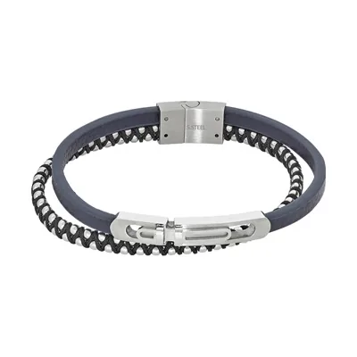 Pulsera en cuero sintético y acero, 21 cm. de largo, 10 mm. de ancho - Colección Forza