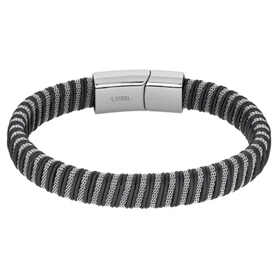 Pulsera en cuero sintético y acero, 21 cm. de largo, 10 mm. de ancho - Colección Forza