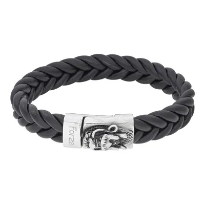 Pulsera de dragón en cuero sintético y acero, 22 cm. de largo, 11.50 mm. de ancho - Colección Forza