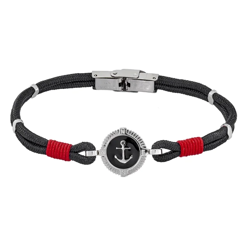 Pulsera en lona y acero, 21 cm. de largo, 2.50 mm. de ancho - Colección Forza