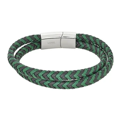 Pulsera en cuero sintético y acero, 21 cm. de largo, 7 mm. de ancho - Colección Forza