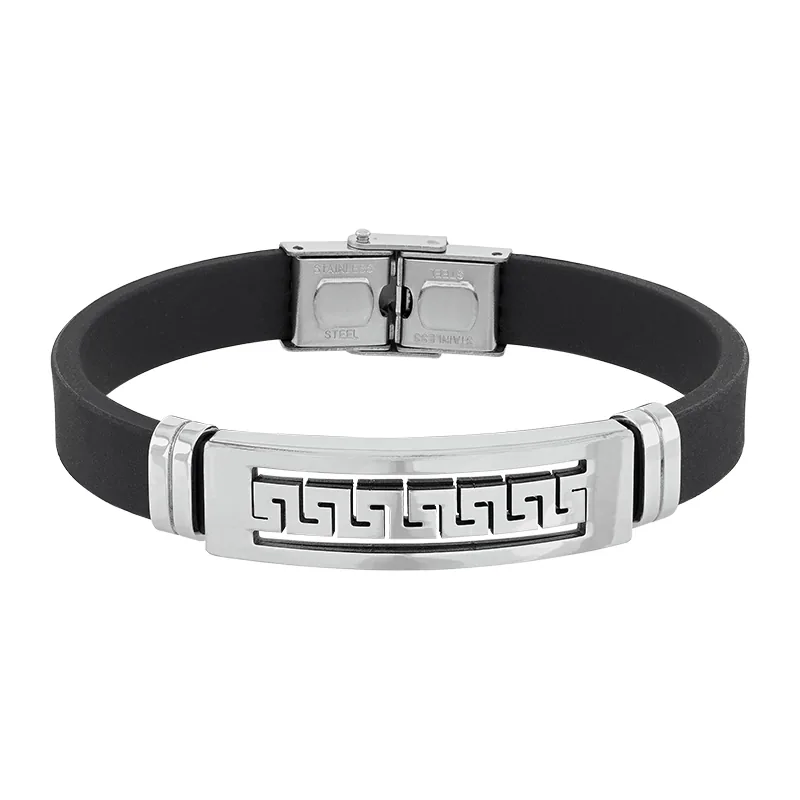 Pulsera en silicona y acero, 21 cm. de largo, 12 mm. de ancho - Colección Forza