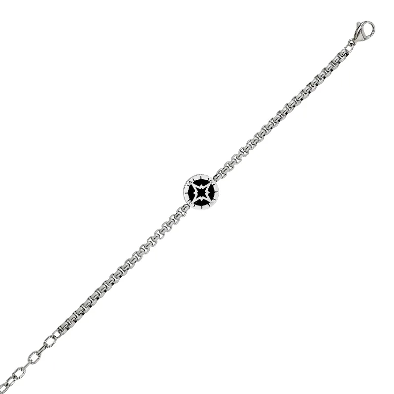 Pulsera de flor de los vientos en acero, 17 cm. de largo, 3.50 mm. de ancho - Colección Forza