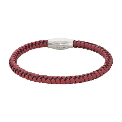 Pulsera en cuero sintético y acero, 21 cm. de largo, 5.50 mm. de ancho - Colección Forza
