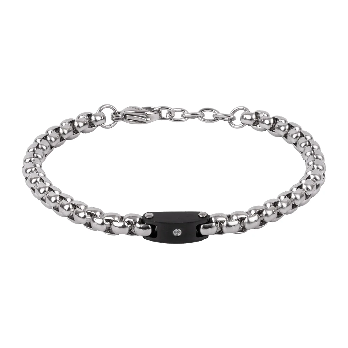 Pulsera en acero, con cristales, 19 cm. de largo, 5 mm. de ancho - Colección Forza