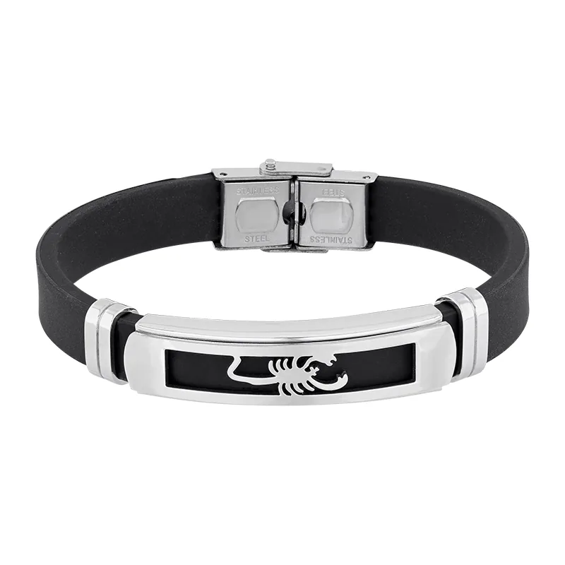 Pulsera en silicona y acero, 21 cm. de largo, 10 mm. de ancho - Colección Forza