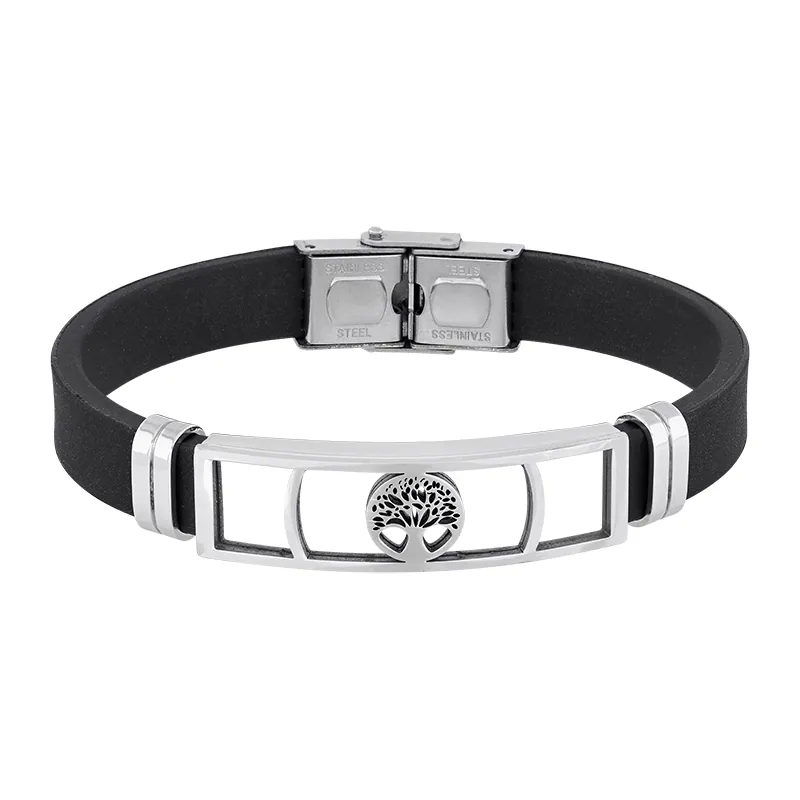 Pulsera en silicona y acero, 21 cm. de largo, 12 mm. de ancho - Colección Forza