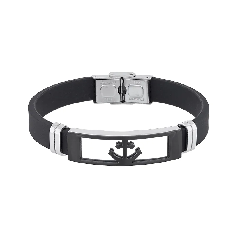 Pulsera en silicona y acero, 21 cm. de largo, 12 mm. de ancho - Colección Forza