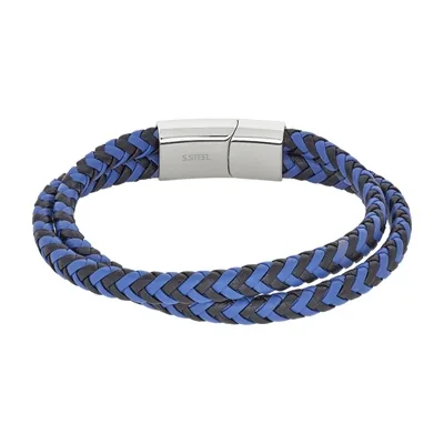 Pulsera en cuero sintético y acero, 21 cm. de largo, 13 mm. de ancho - Colección Forza