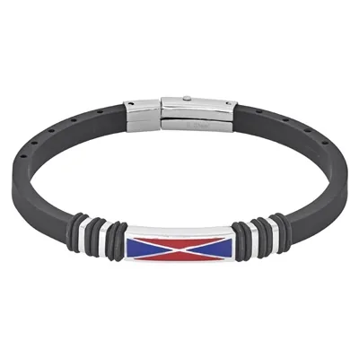 Pulsera en silicona negra y acero, 21 cm. de largo, 5 mm. de ancho - Colección Forza