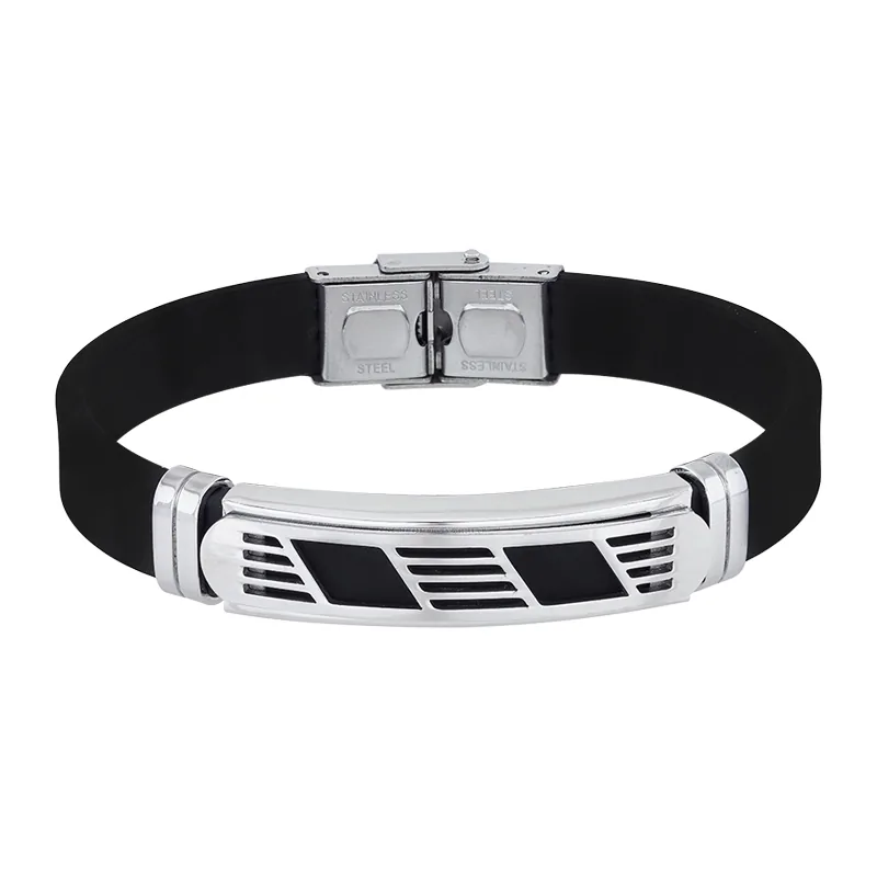 Pulsera en silicona y acero, 20 cm. de largo, 10 mm. de ancho - Colección Forza