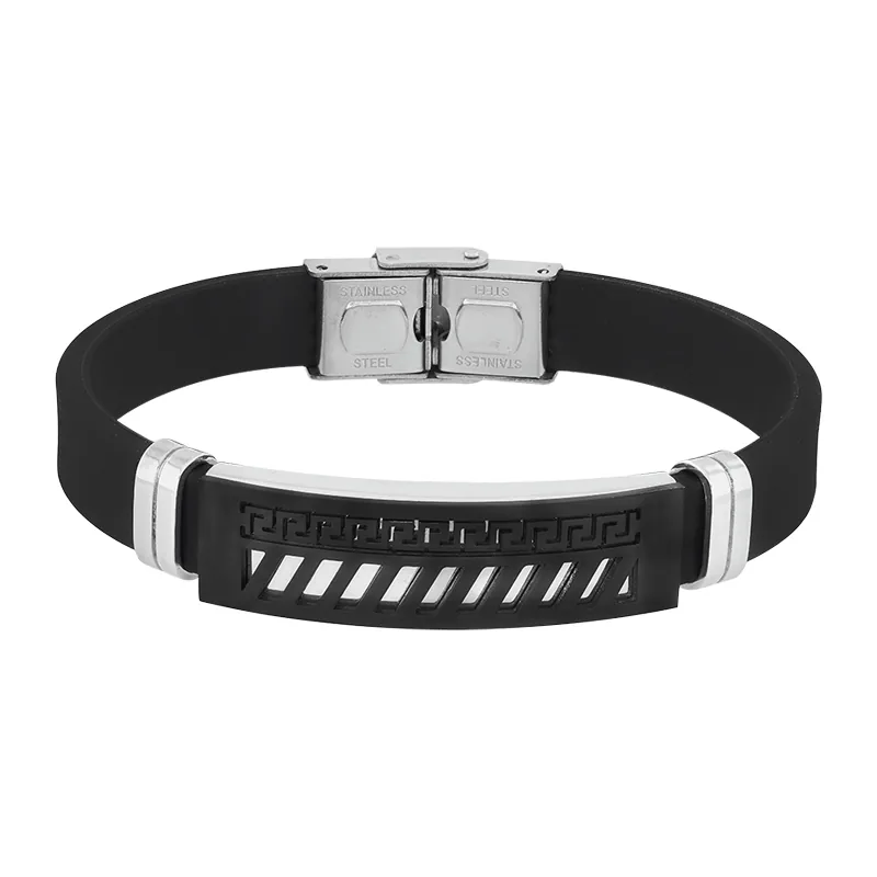 Pulsera en silicona y acero, 21 cm. de largo, 12 mm. de ancho - Colección Forza