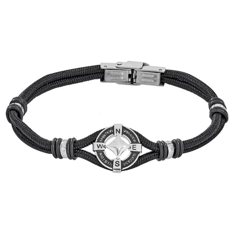 Pulsera en lona y acero, 21 cm. de largo, 2.50 mm. de ancho - Colección Forza