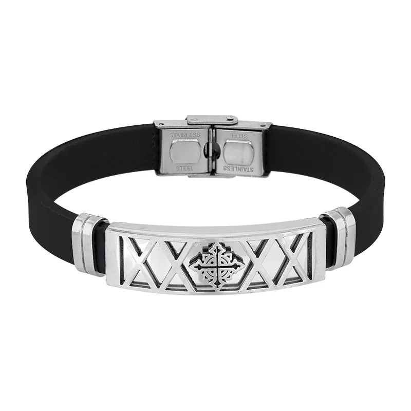 Pulsera en silicona y acero, 21 cm. de largo, 12 mm. de ancho - Colección Forza