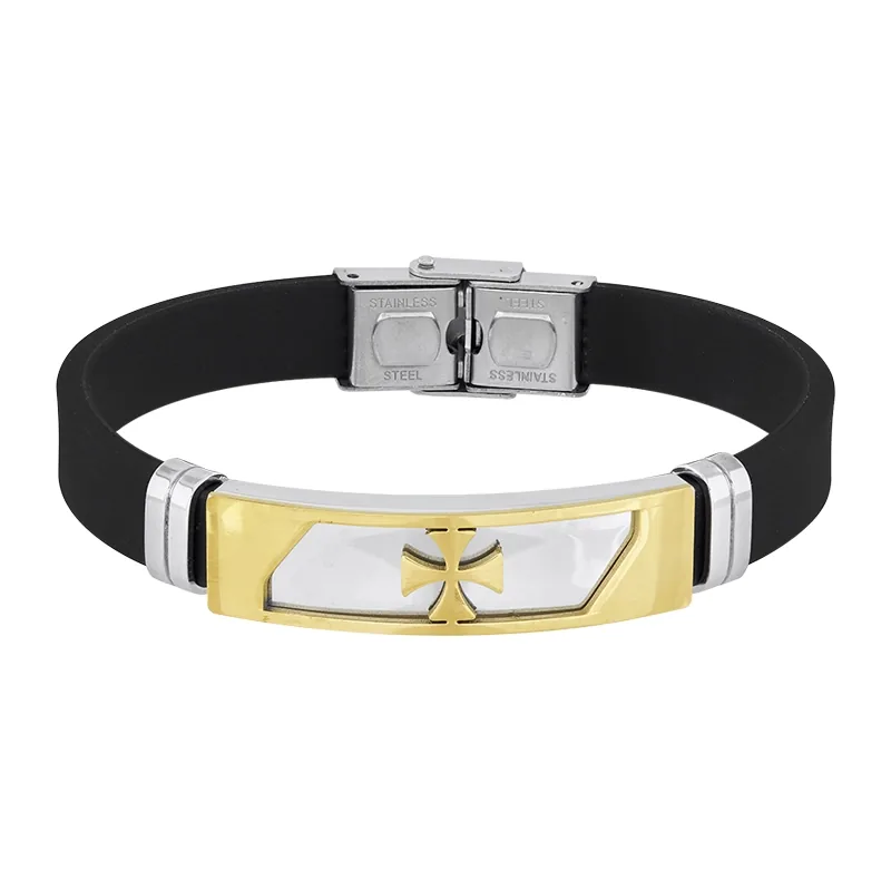 Pulsera en silicona y acero, 21 cm. de largo, 12 mm. de ancho - Colección Forza