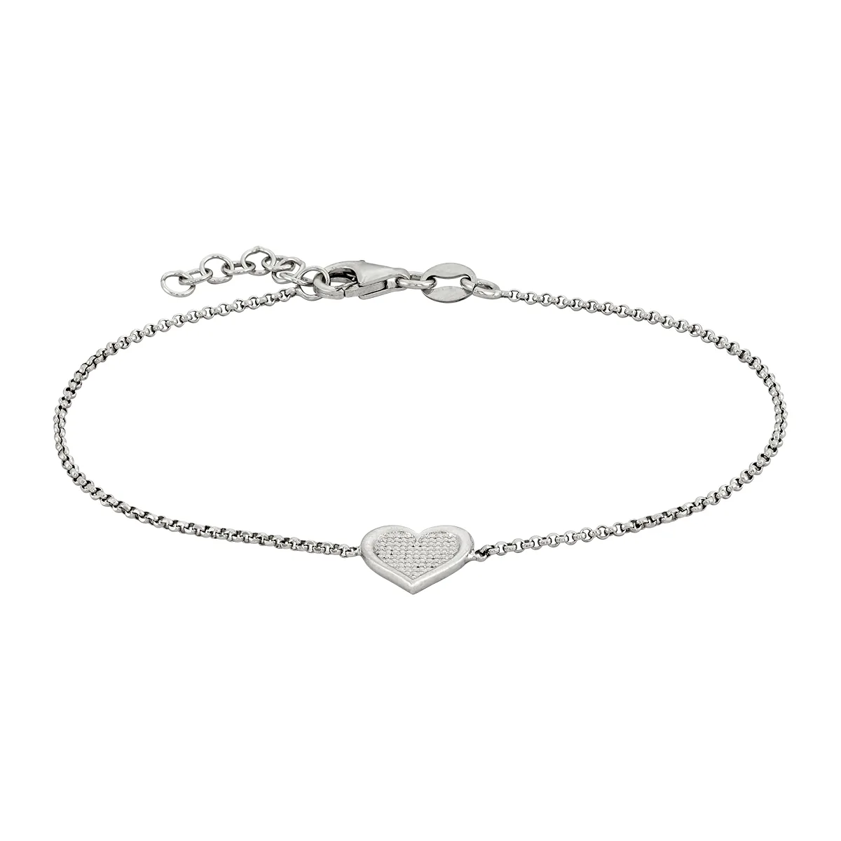 Pulsera de corazón en plata Ley 925, 17 cm. de largo - Colección Sueños