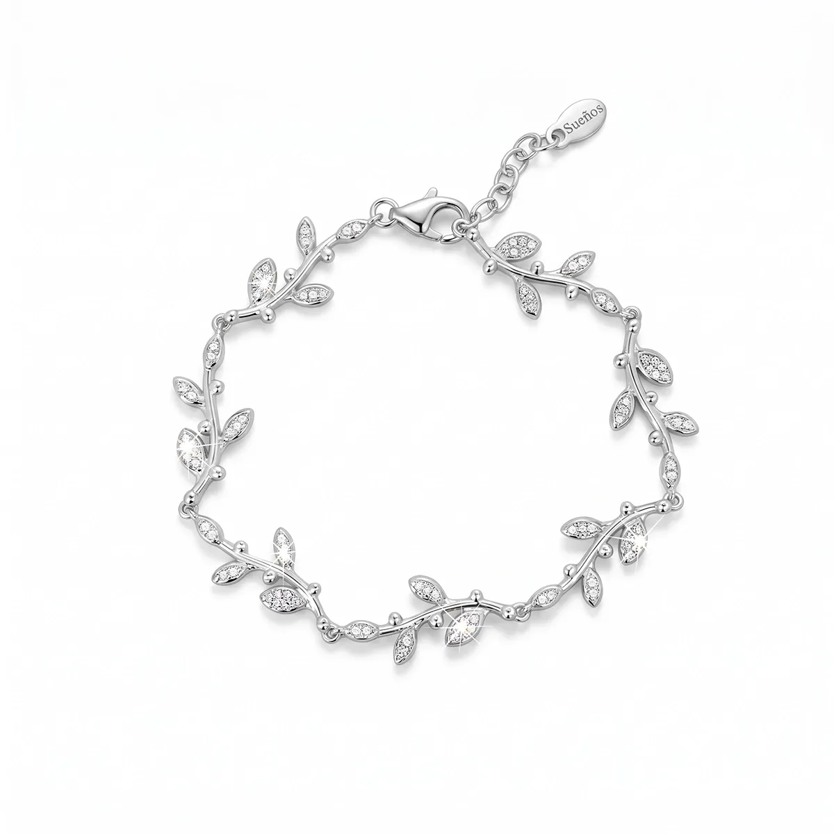 Pulsera en plata Ley 925, con diamante de laboratorio de 0.45 Ct, 17 cm. de largo, 2.50 mm. de ancho, de la coleccion Sueños