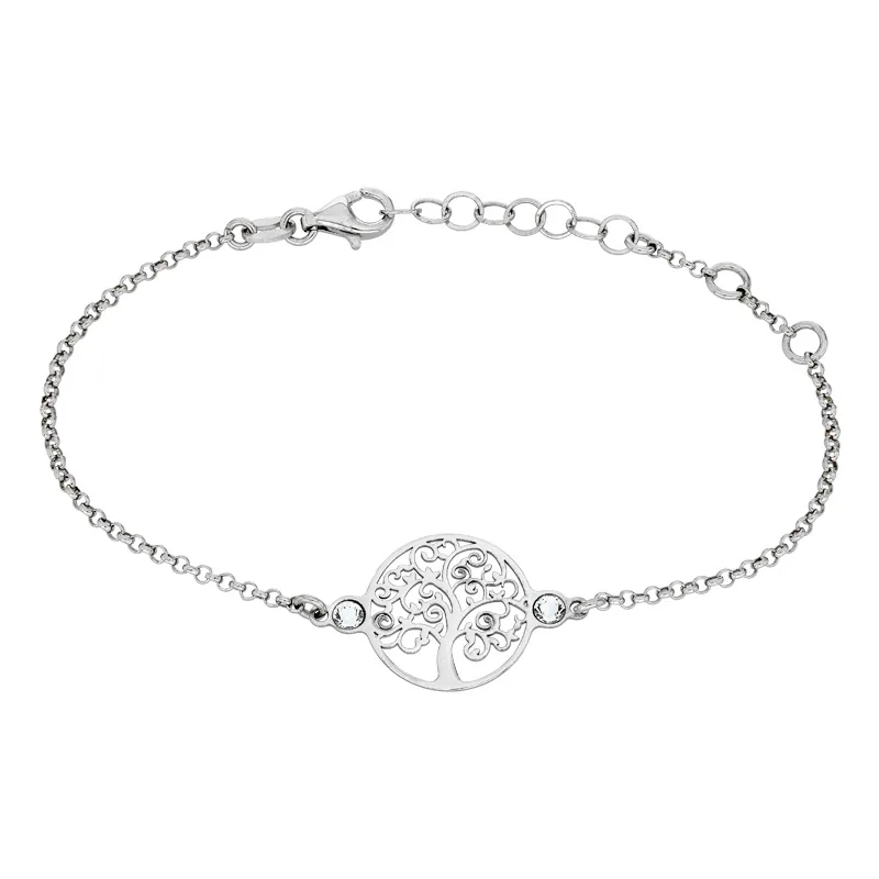 Pulsera de árbol de la vida  en plata Ley 925, con cristales - Colección Sueños