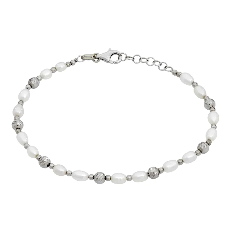 Pulsera en plata Ley 925 con visos, con perlas - Colección Sueños