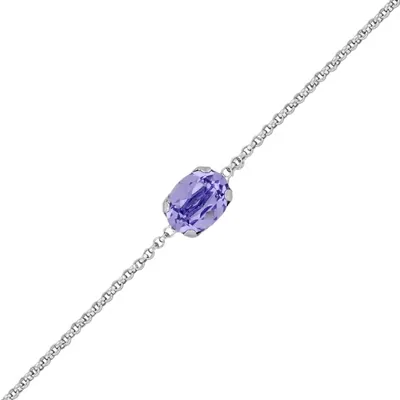 Pulsera en plata Ley 925, con cristal central, 17 cm. de largo - Colección Sueños