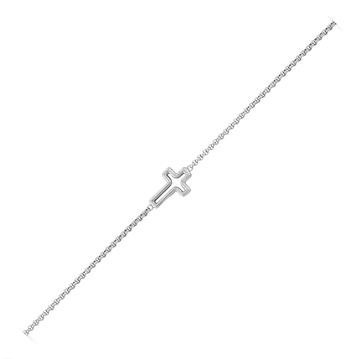 Pulsera de cruz en plata Ley 925, 17 cm. de largo - Colección Sueños