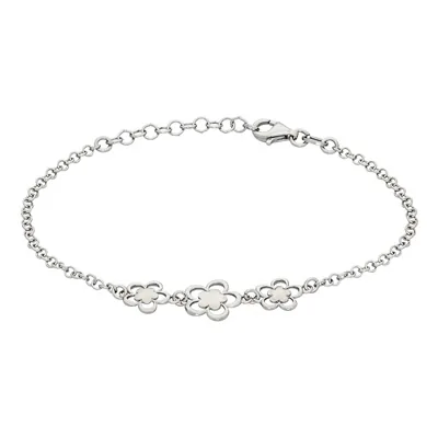 Pulsera de flores en plata Ley 925, 17 cm. de largo - Colección Sueños