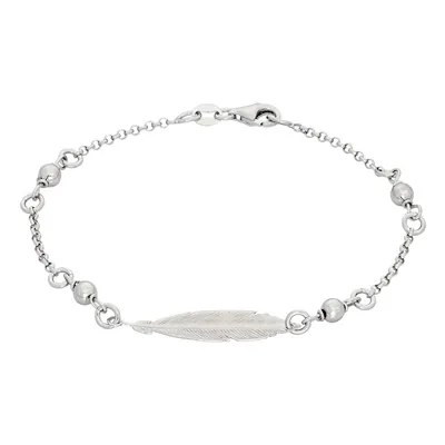 Pulsera de pluma en plata Ley 925, 18 cm. de largo - Colección Sueños
