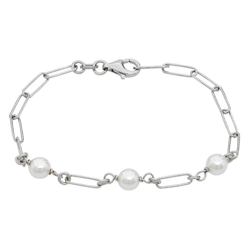 Pulsera en plata Ley 925, con perla sintéticas - Colección Sueños