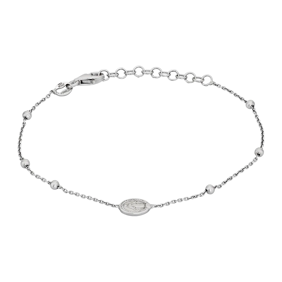 Pulsera con medalla de la Virgen Milagrosa en plata Ley 925 - Colección Sueños