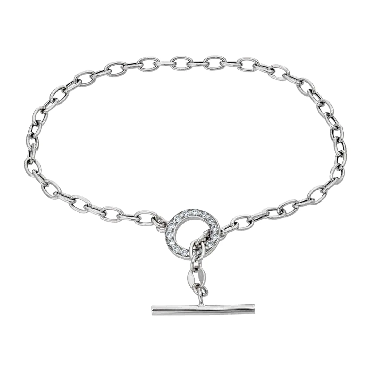 Pulsera en plata Ley 925, con zircones, 19 cm. de largo - Colección Sueños