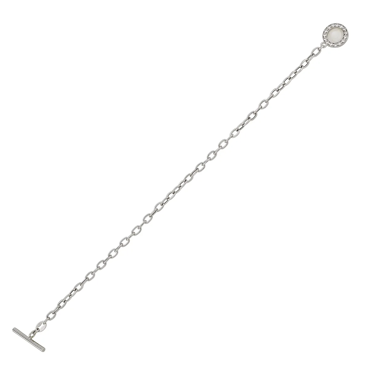 Pulsera en plata Ley 925, con zircones, 19 cm. de largo - Colección Sueños