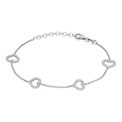 Pulsera de corazones en plata Ley 925 con visos - Colección Sueños