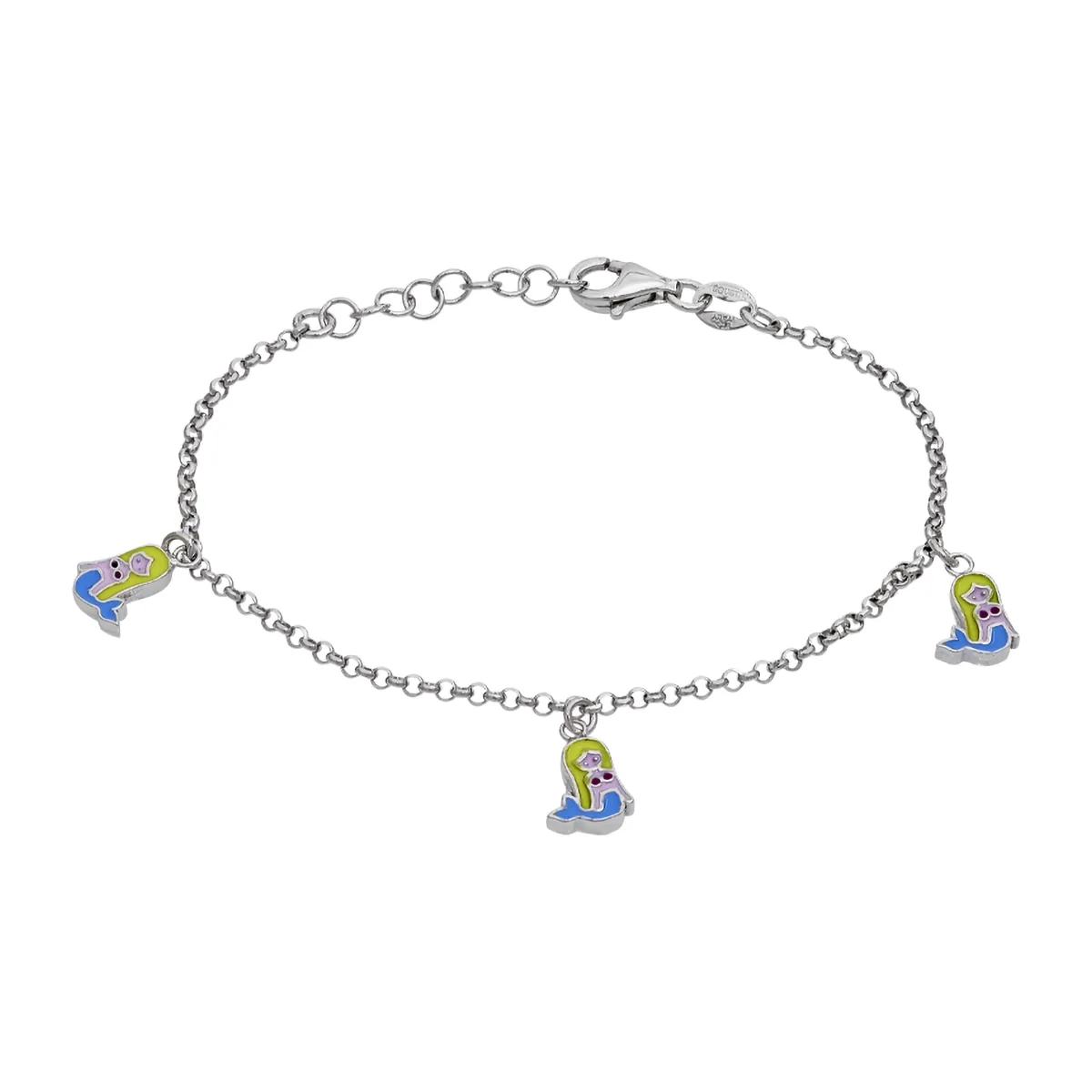 Pulsera de sirenas en plata Ley 925, 14 cm. de largo - Colección Sueños