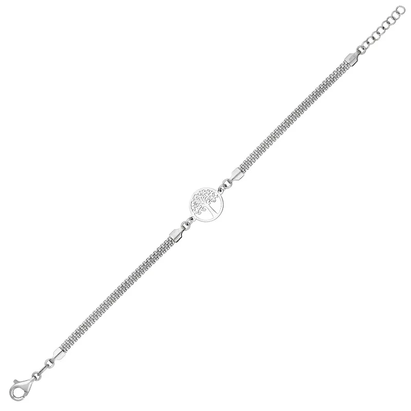 Pulsera de árbol de la vida en plata Ley 925, 17 cm. de largo - Colección Sueños