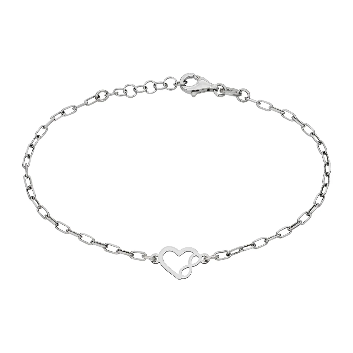 Pulsera amor infinito en plata Ley 925, 17 cm. de largo - Colección Sueños