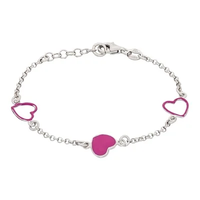 Pulsera de corazones en plata Ley 925, 14 cm. de largo - Colección Sueños