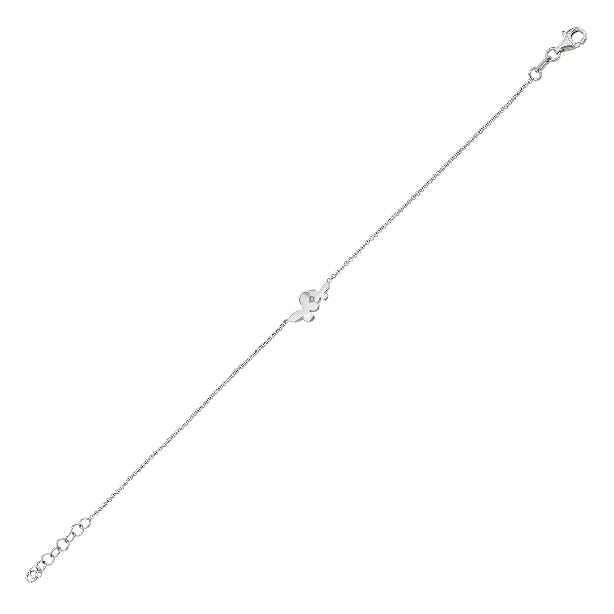 Pulsera de mariposas en plata Ley 925, 17 cm. de largo - Colección Sueños