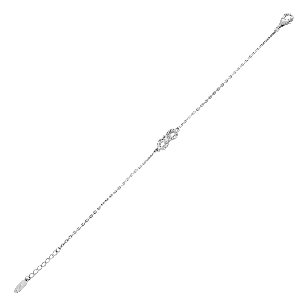 Pulsera en plata Ley 925, con cristales, 18 cm. de largo, 1.50 mm. de ancho, de la coleccion Sueños