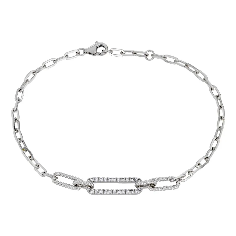 Pulsera en plata Ley 925, con zircones, 19 cm. de largo - Colección Sueños