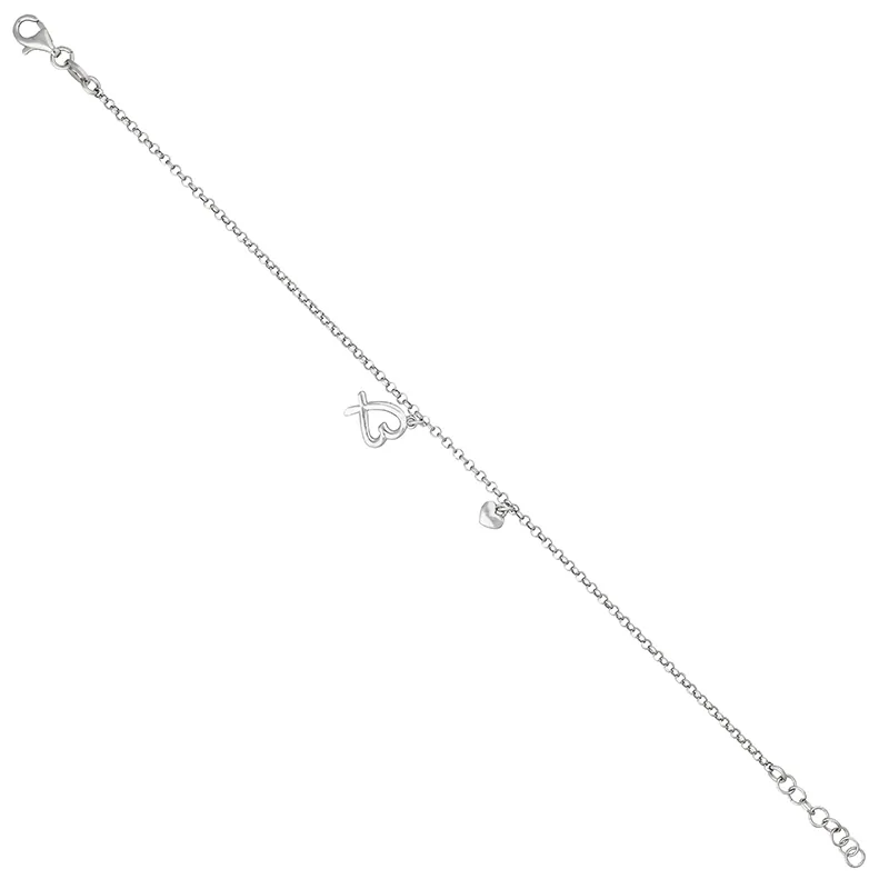 Pulsera de corazones en plata Ley 925, 17 cm. de largo - Colección Sueños