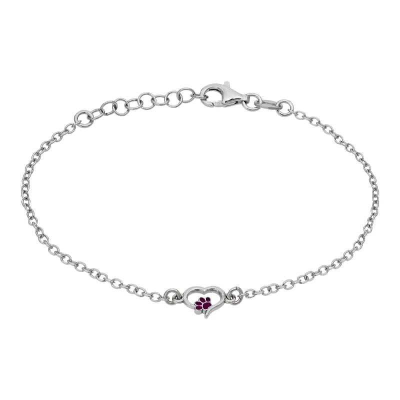 Pulsera amor perruno en plata Ley 925, 14 cm. de largo - Colección Sueños