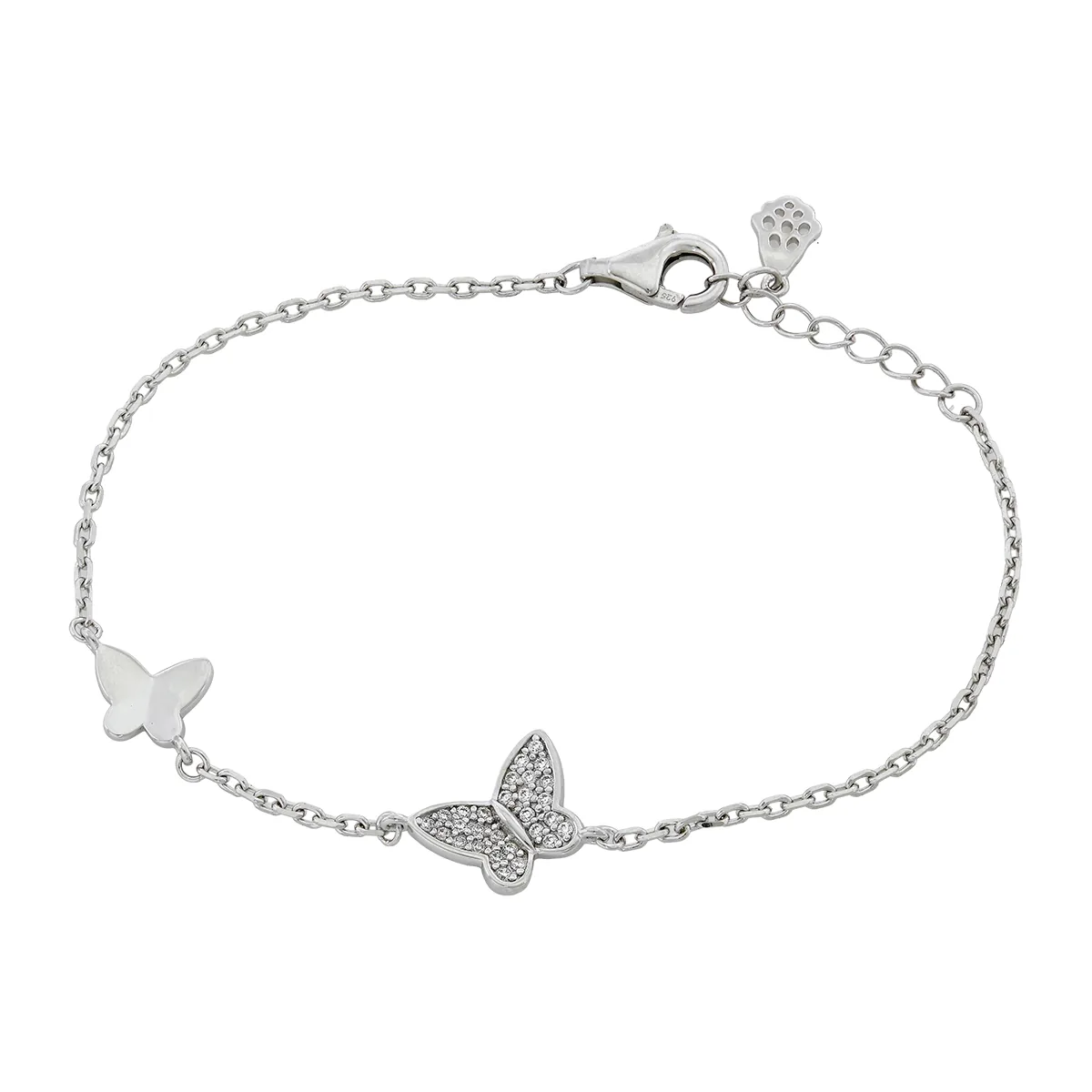 Pulsera en plata Ley 925, con cristales, 17 cm. de largo, 1.50 mm. de ancho, de la coleccion Sueños