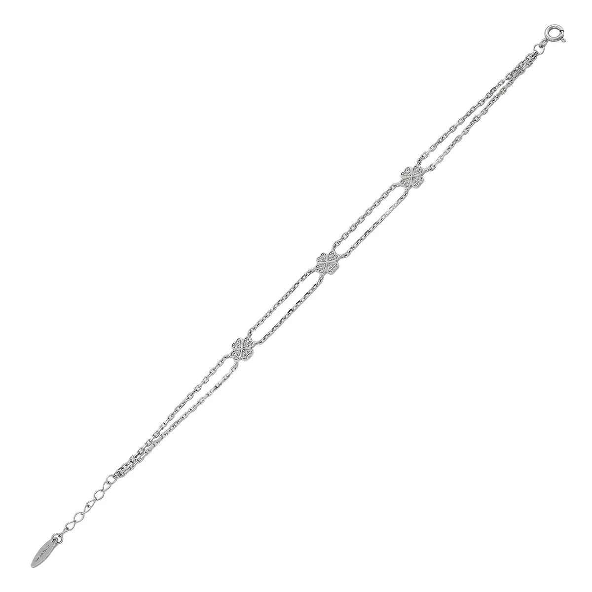 Pulsera en plata Ley 925, con cristales, 18 cm. de largo, 1.50 mm. de ancho, de la coleccion Sueños