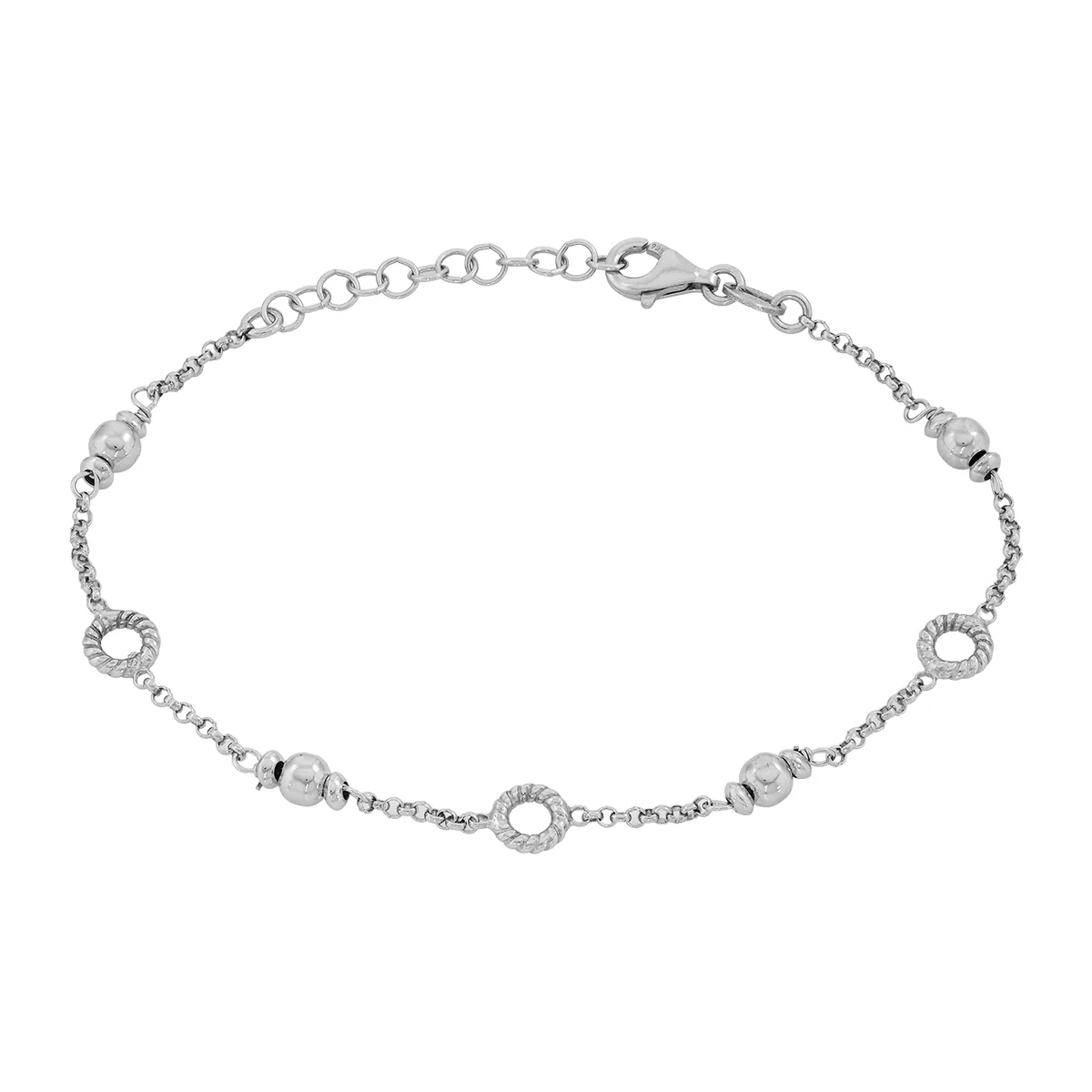 Pulsera en plata Ley 925, 17 cm. de largo, 1.50 mm. de ancho, de la coleccion Sueños