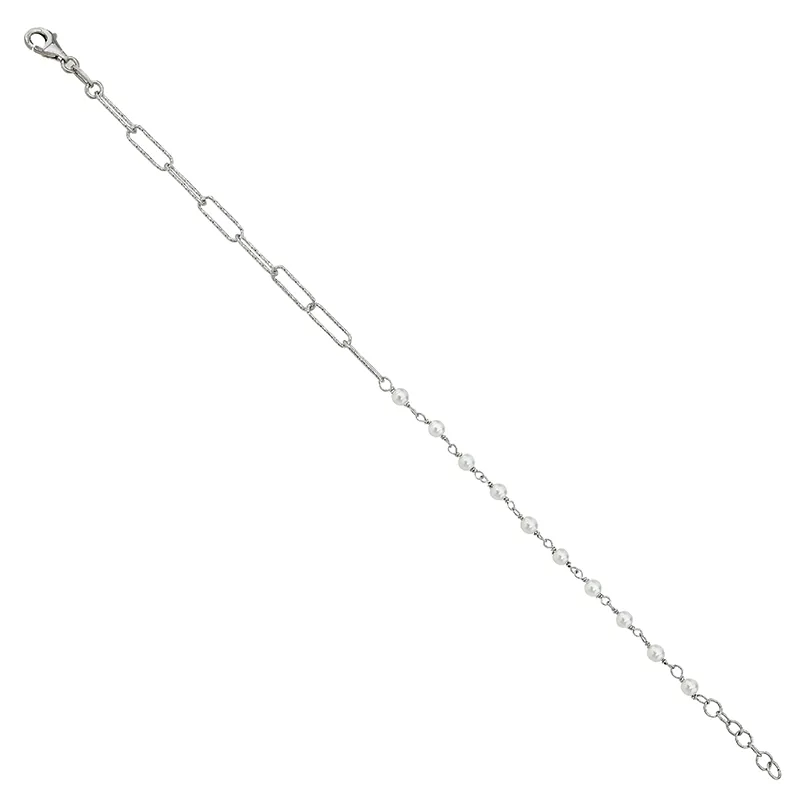 Pulsera en plata Ley 925, con perla sintéticas - Colección Sueños