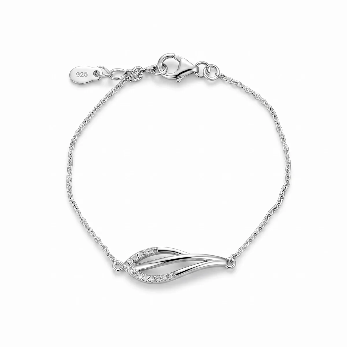 Pulsera en plata Ley 925, con diamante de laboratorio de 0.15 Ct, 17 cm. de largo, 1 mm. de ancho, de la coleccion Sueños